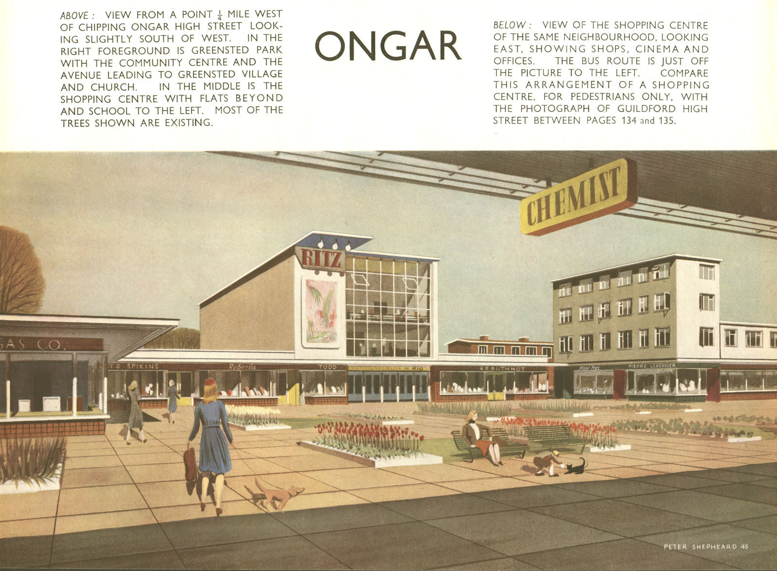 CHIPPING ONGAR. Proposed postwar High Street development. ABERCROMBIE 1944